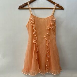 Vintage Glydons Hollywood Nightgown Peach Ruffle Babydoll Dress